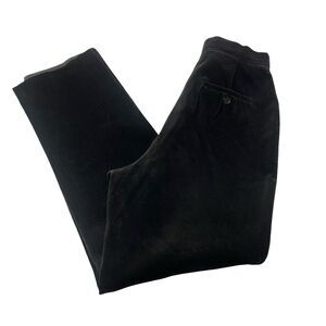 Lauren Ralph Lauren Pants Womens 10 P Black Velvet High Rise Lined Straight Leg